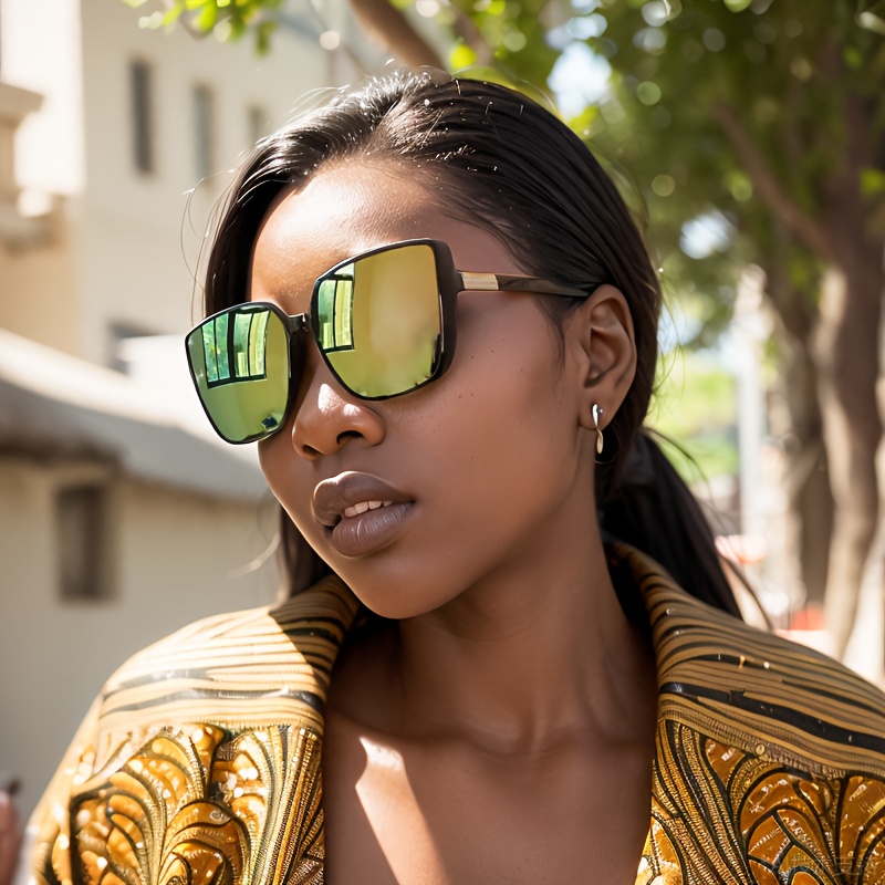 Unisex Tinted Lens Rectangle Sunglasses, UV Protection Fashion Vintage Sun  Glasses