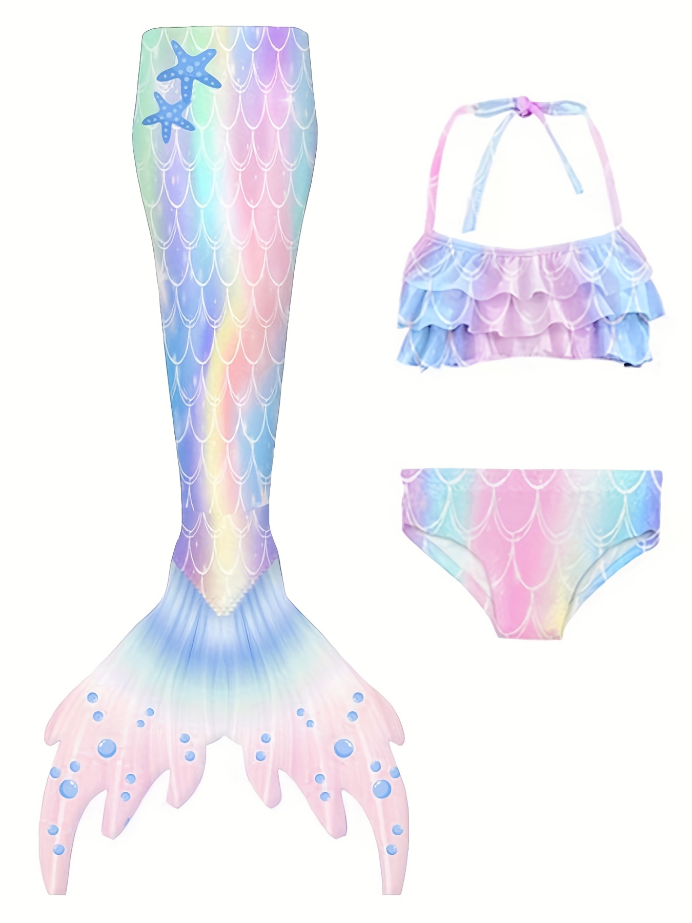 Mermaid Tail Three piece Bikini Swimming Suit Set Quick - Temu Canada