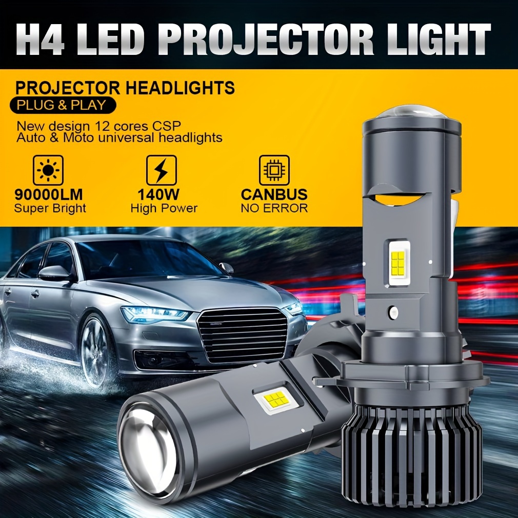 1pari/ Car Led H4 Led Mini Projector Hi/lo Beam Canbus - Temu