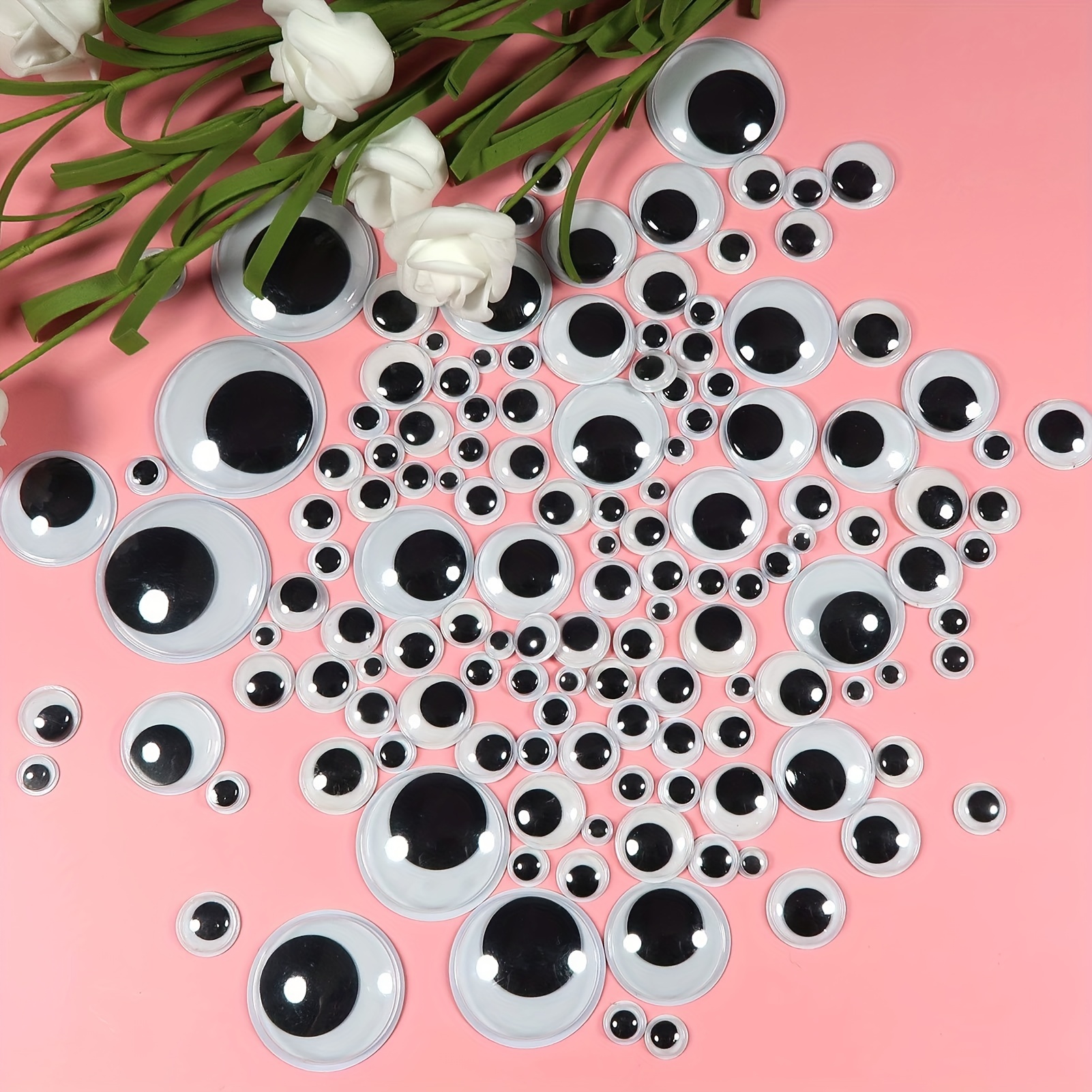 Vivixin 730pcs Self Adhesive Wiggle Googly Eyes, Black Plastic