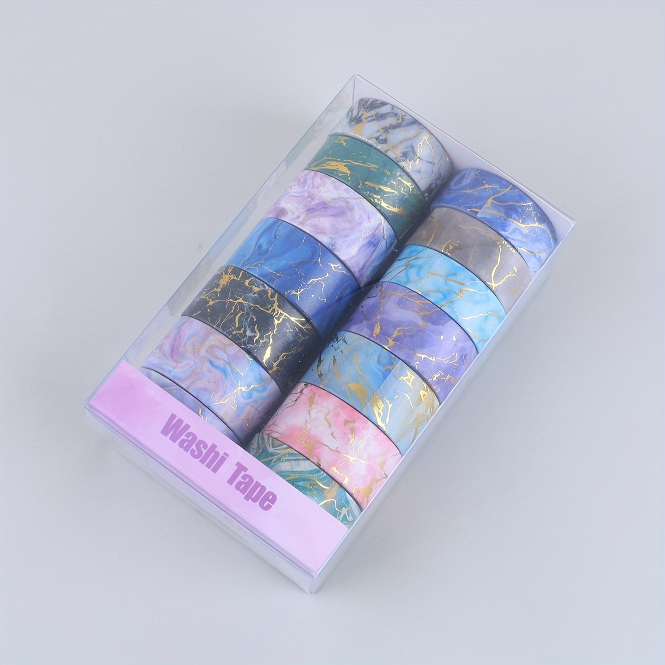 14pcs Marble Washi Tape Set - Creative Fashion Diy Journal & Scrapbooking Decorative Adhesive Tape Kit