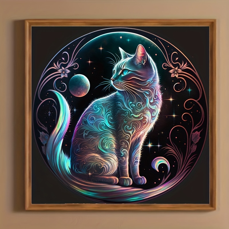 5d Diamond Painting Set Cartoon Animal Cat, Planet Pattern