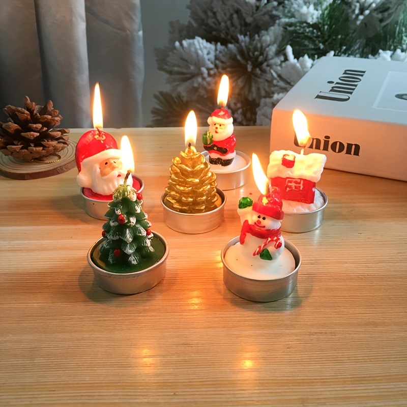 BBTO 12 Pieces Christmas Tealight Candles Handmade Delicate Snowman Candles  for Christmas Home Decoration