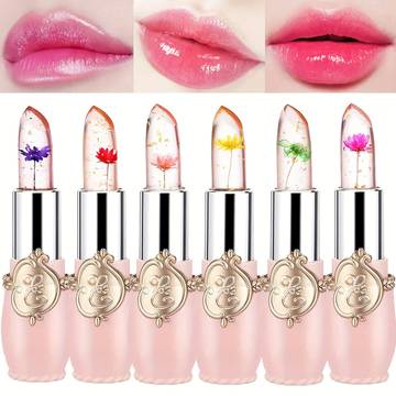 2 pcs dried flower jelly lipstick temperature color changing lipstick natural fruit flavor long lasting translucent lip gloss