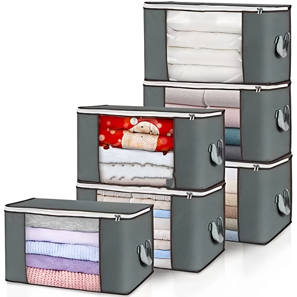 large clothes storage bag clothes organizer with handle clear window storage bins containers for comforters blankets 1