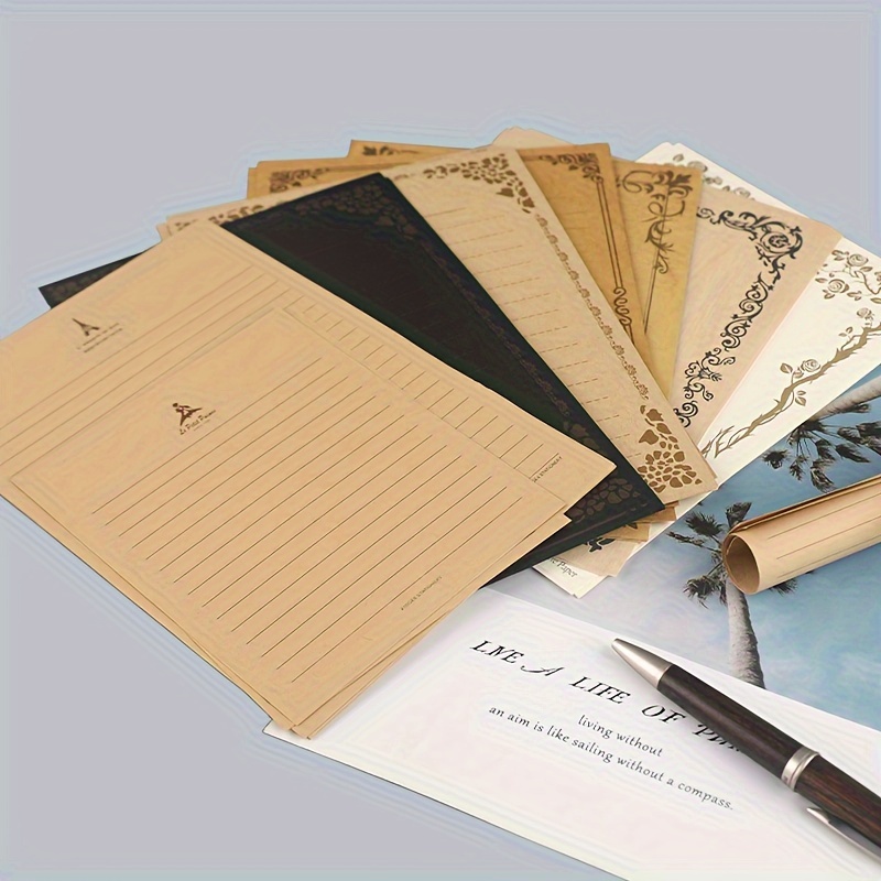 Retro Vintage Kraft Envelope Letter Pad Set Old Europe Style Love Letter  Invitation Envelopes Writing Paper with Rope