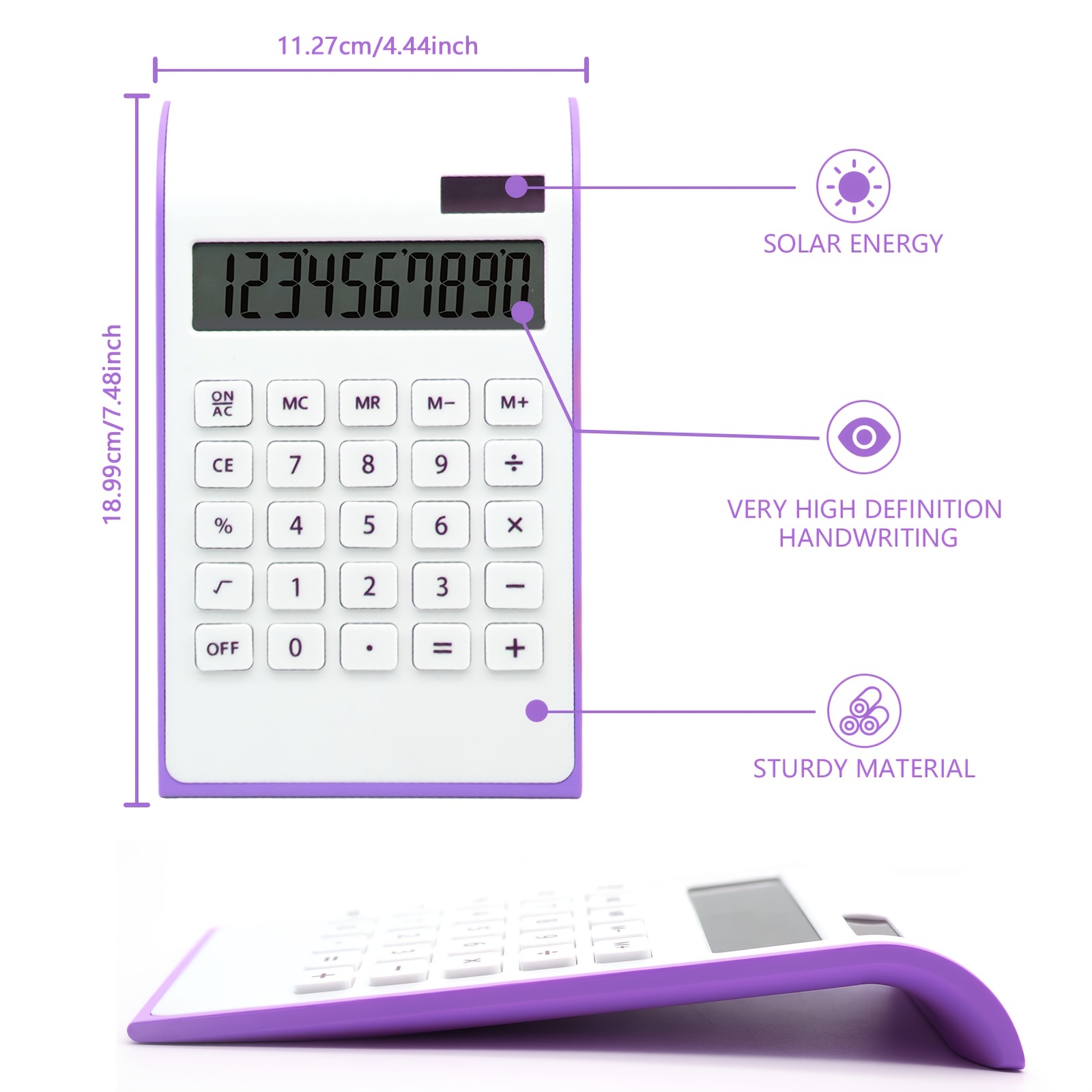 パープル電卓、パープルオフィス用品およびアクセサリ、10桁太陽電池