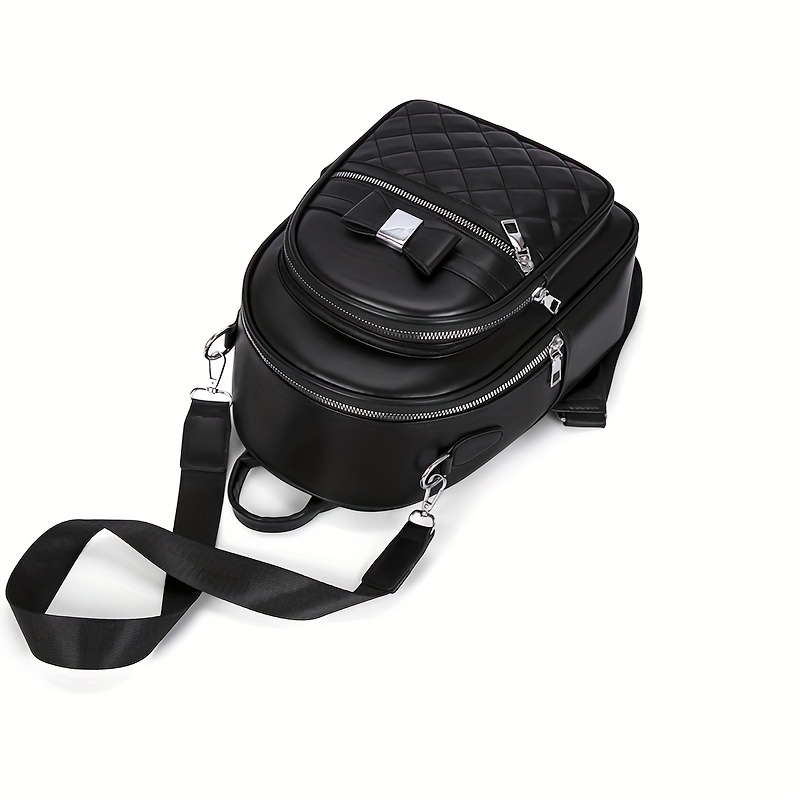 Quilted Bow Decor Large Capacity Backpack