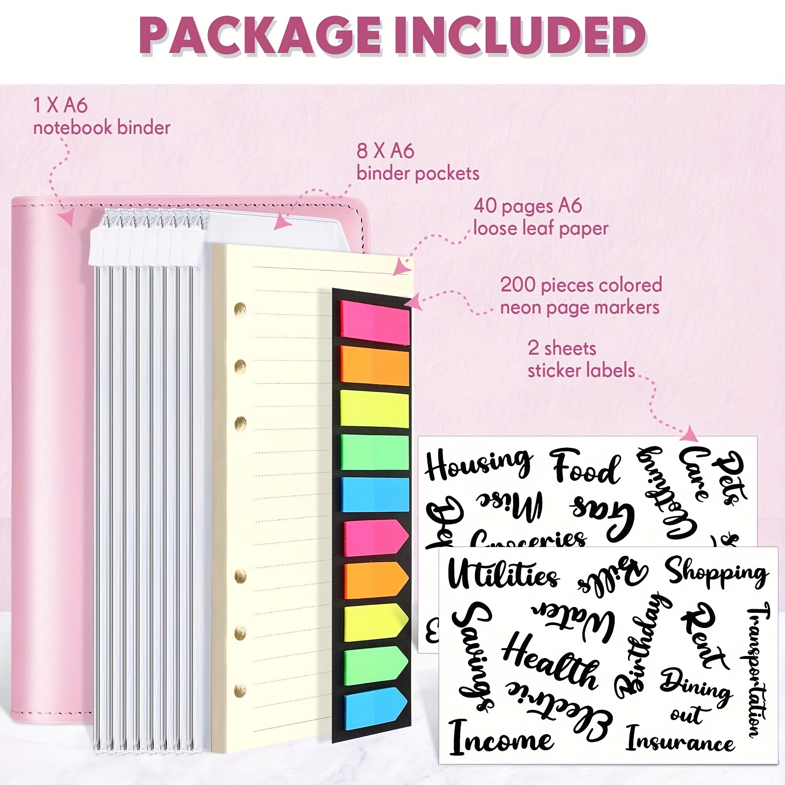 Budget Binder with Zipper Envelopes & Expense Budget Sheets