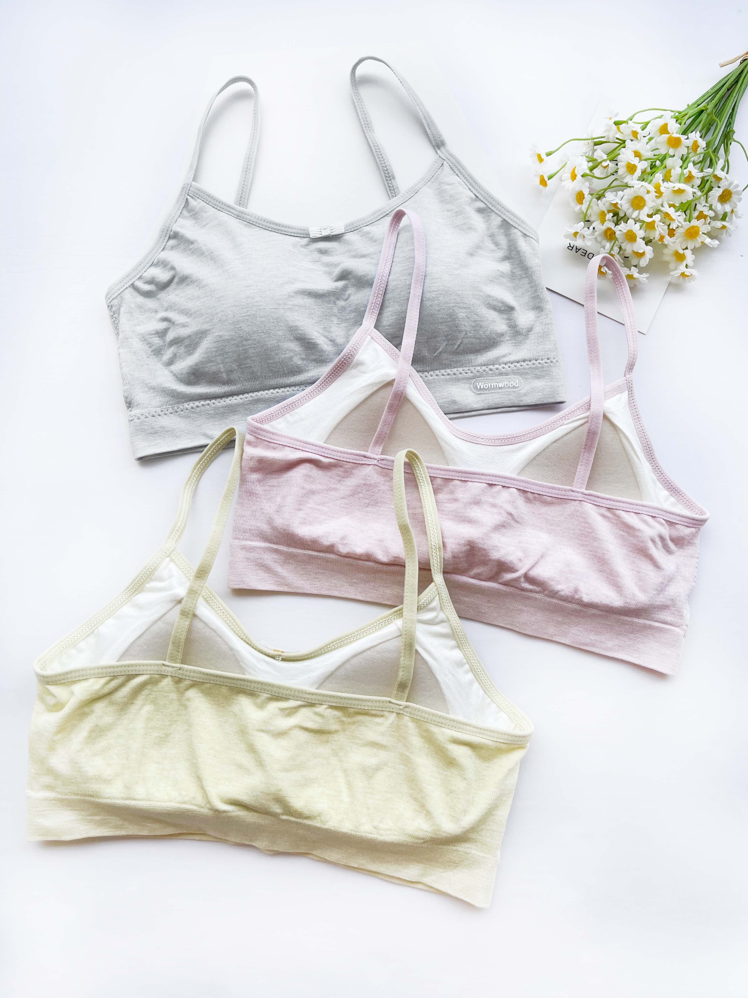 3pcs Simple Solid Wireless Bras, Comfy & Breathable Intimates Bra, Women's  Lingerie & Underwear