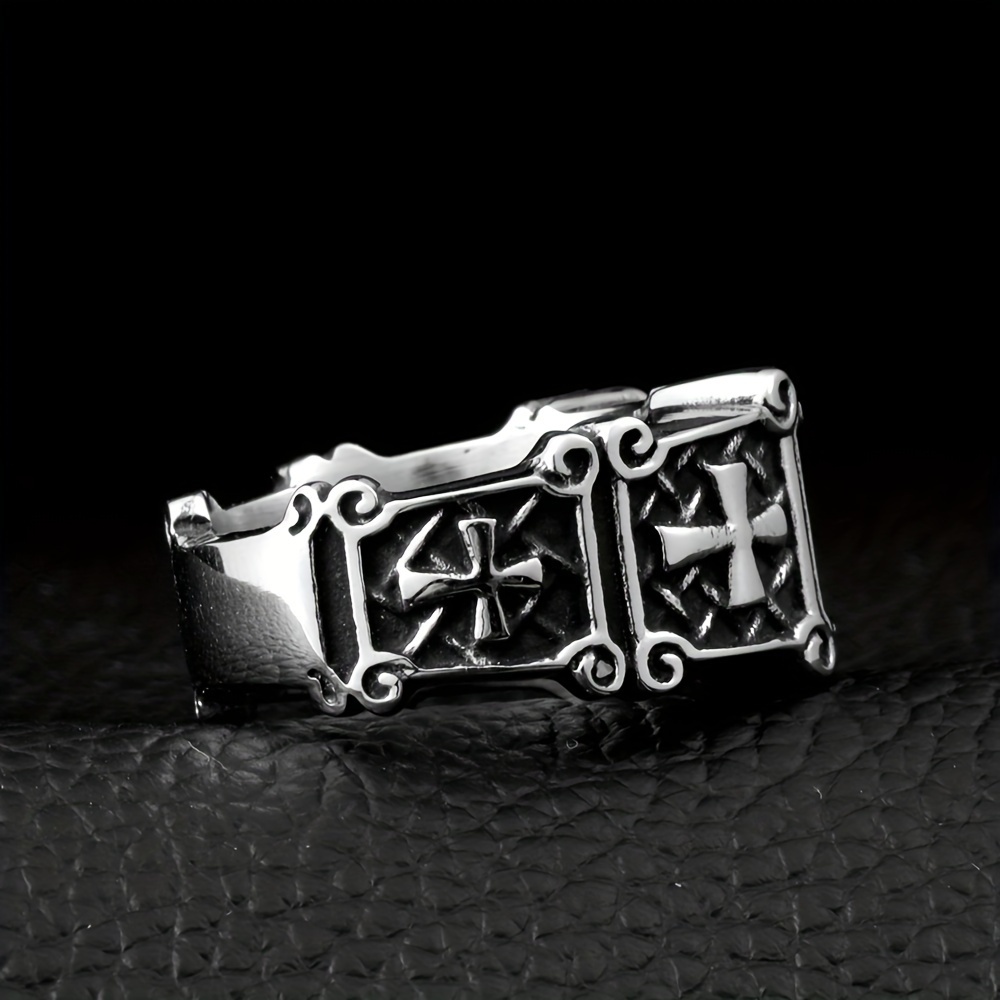 Men's Cross Ring, Hip Hop Stone Open Finger Ring