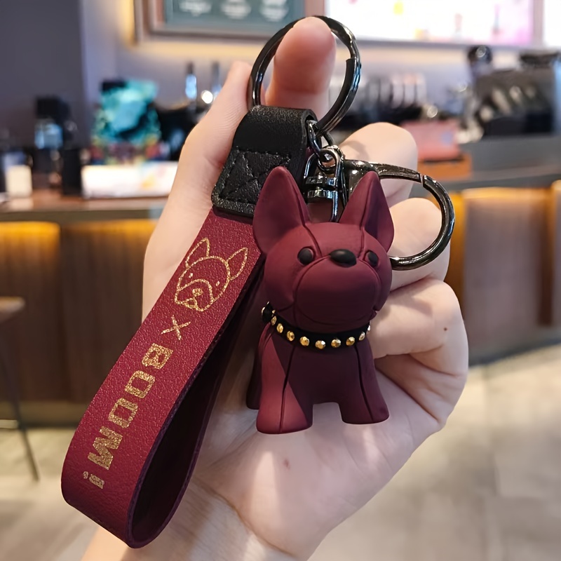 French Bulldog Keychain Resin Dog Pendant Car Key Ring Decoraction