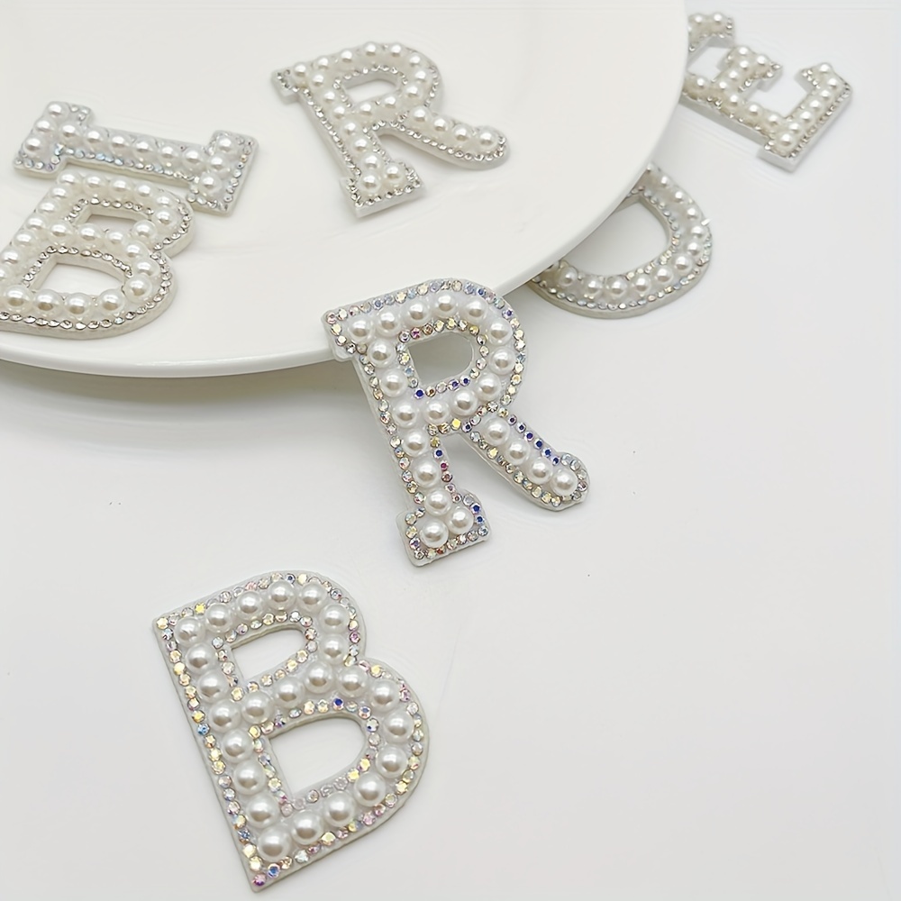 Iron on Letters for Clothes, 5 Pcs Rhinestone Iron on Patches,Glitter Bride  Rhinestone Pearl Stick on Letters Patches Letters Glitter Bride Iron  Letters for Clothing Hats Shoes DIY Craft Supplies : 