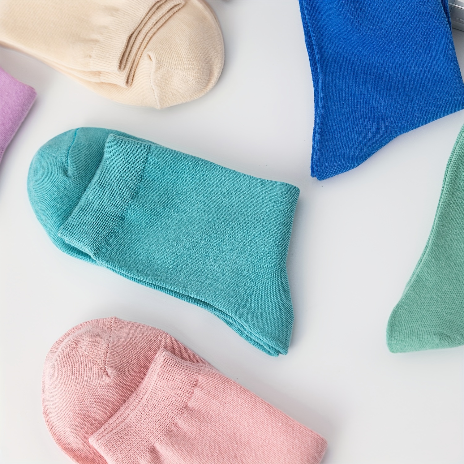 10 Pairs Mid Tube Women's Solid Socks Comfy & Breathable Stockings