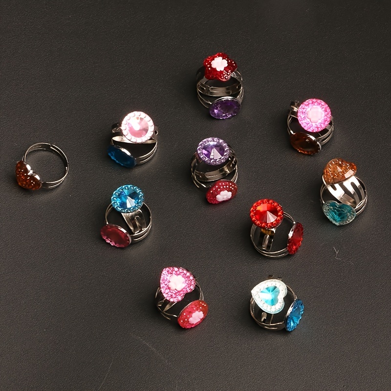 36pcs Children kids rings Little Girl Makeup Jewelry Adjustable