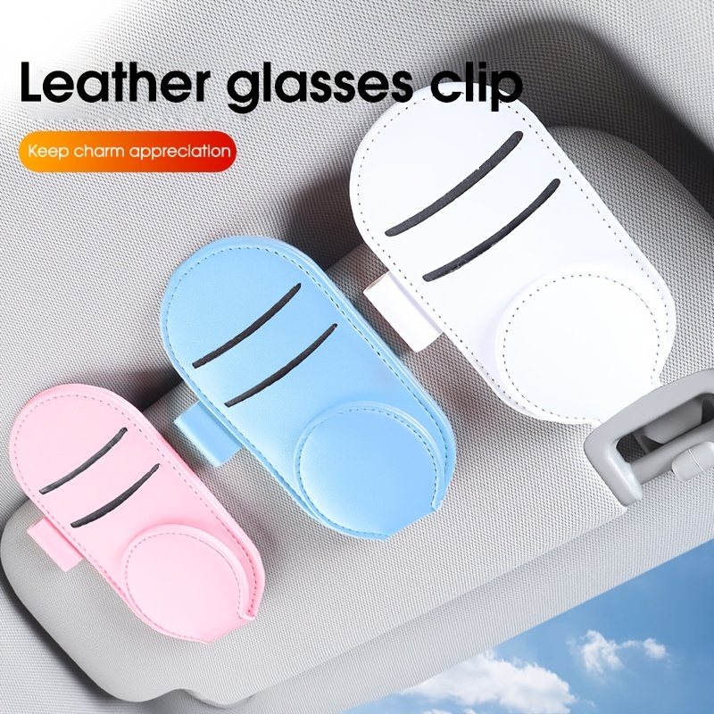 Sonnenbrillenhalter Universal Auto Visier Clip Leder Brillenhalter für Auto,  2 Packungen (rot)