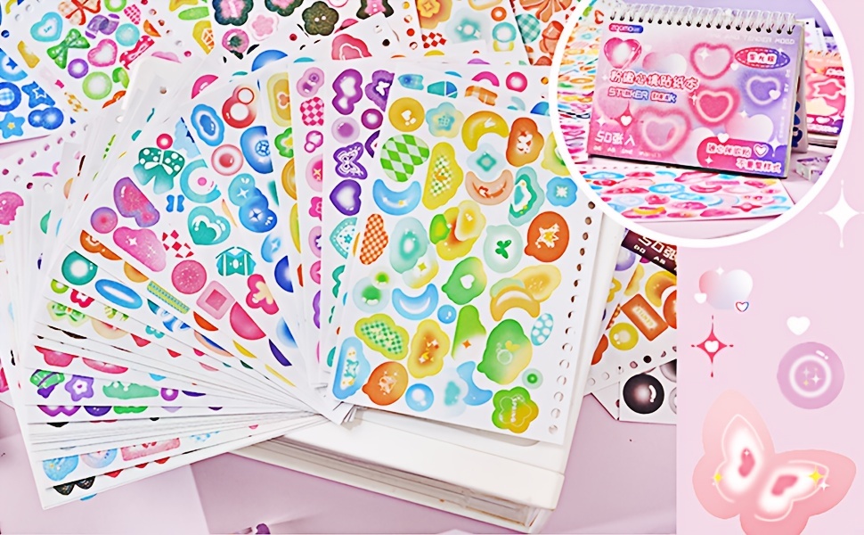 Kawaii Stickers for Journaling - 100 Sheets Korean Cartoon Scrapbook Self-Adhesive Sticker Decal for Junk Journa,Scrapbooking Planner,Notebook,Kids