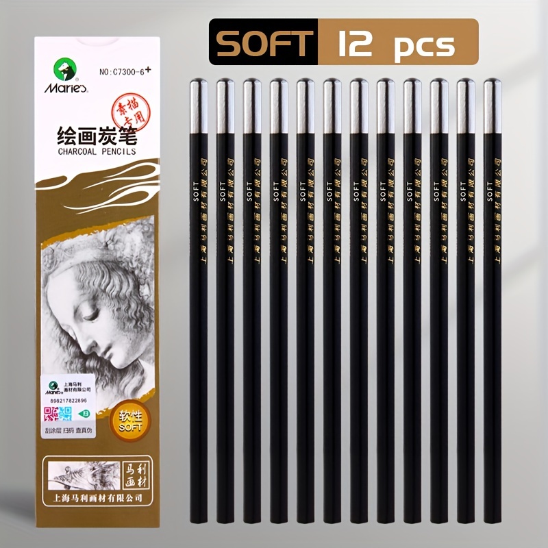 Professional Charcoal Pencils Drawing Set Soft Medium Hard - Temu