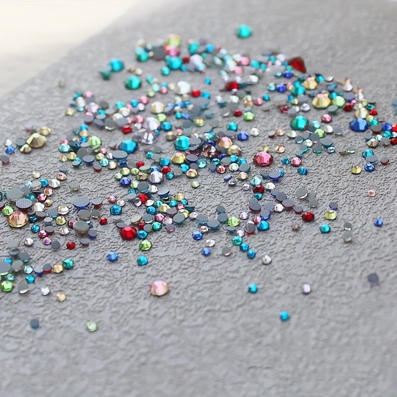 Mini Flat Back Round Nail Art Rhinestones colorful Crystal - Temu