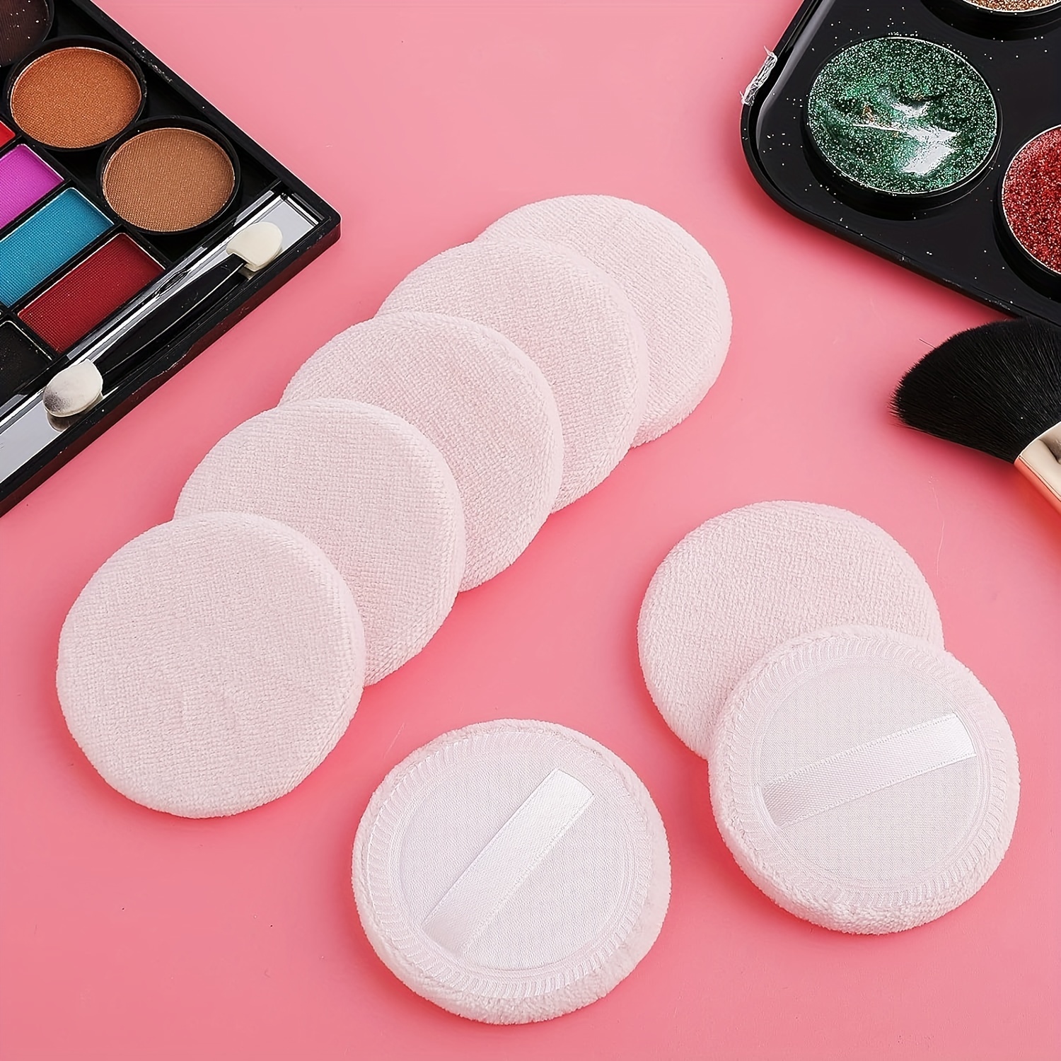 12 PCS Blush Loose Powder Puff Face Setting Body Makeup Soft Velour Sponge  Beauty Blender Make Up Mini Portable Finger Applicator Holder Small Fluffy