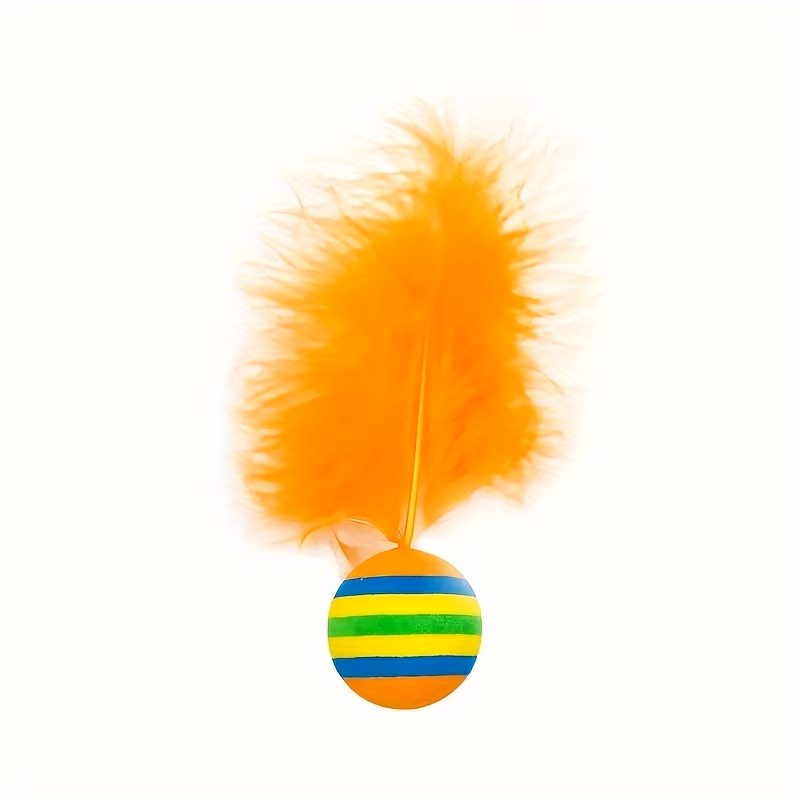 1 3 5 pack toy balls ow colored balls with artificial feathers indoor inte cat toys feline play Product details 6