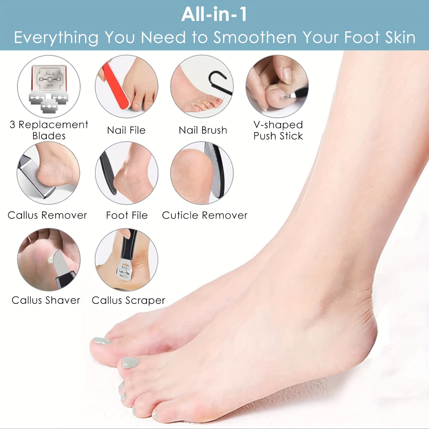 Electric Foot File Rechargeable Foot Scrubber Pedicure Tools for