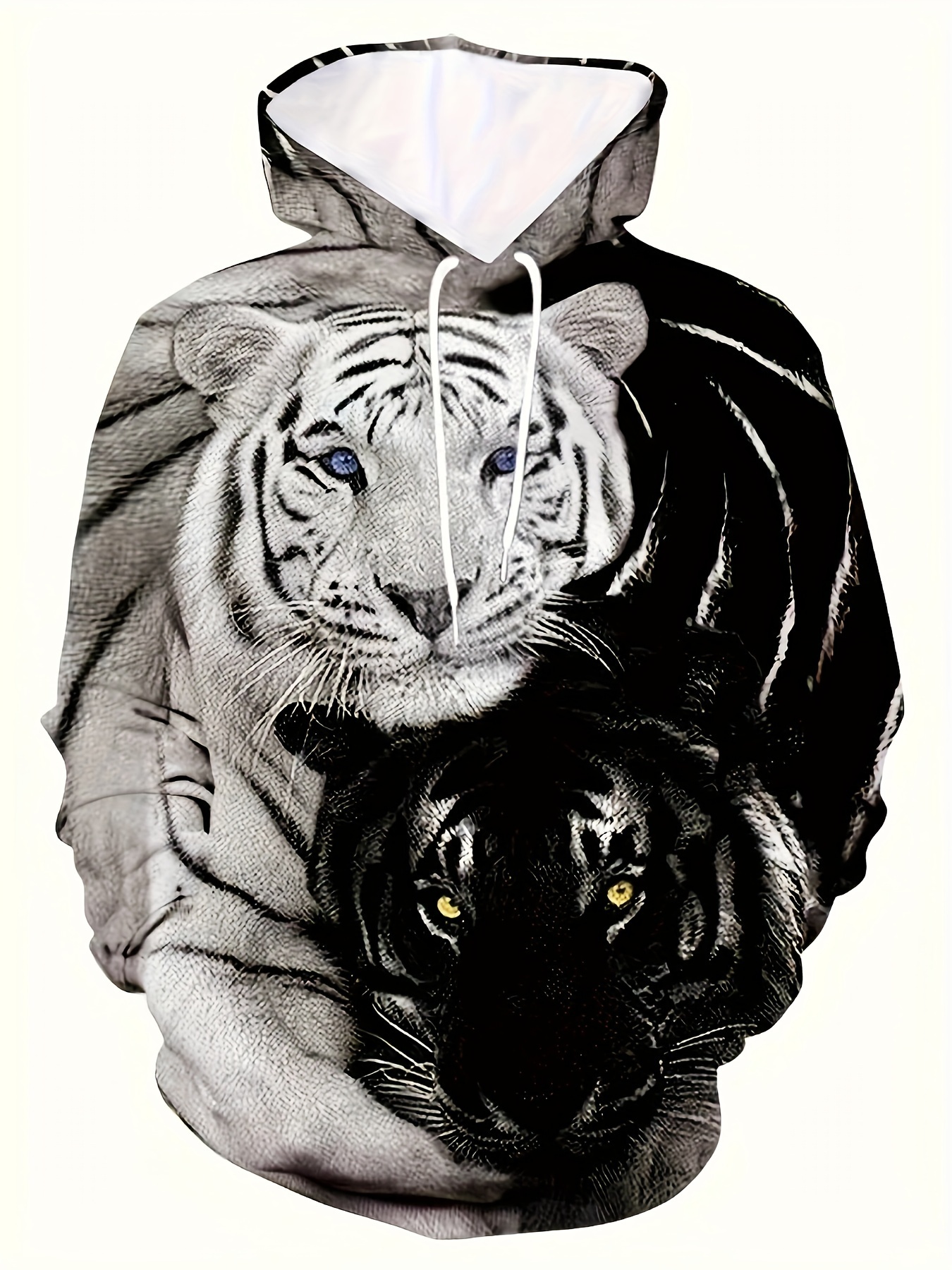 Chaqueta Con Capucha Estampado De Tigre Blanco 3D Para Hombre Sudadera De  Animal