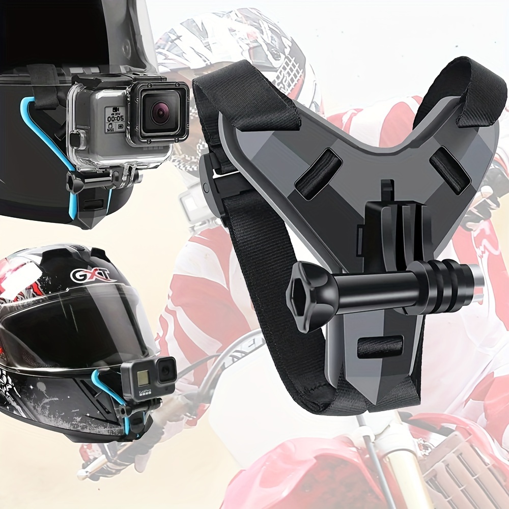 Soporte de barbilla para casco de motocicleta GoPro Cámara Soporte de  correa con brazo giratorio de extensión compatible con cámaras de acción  GoPro
