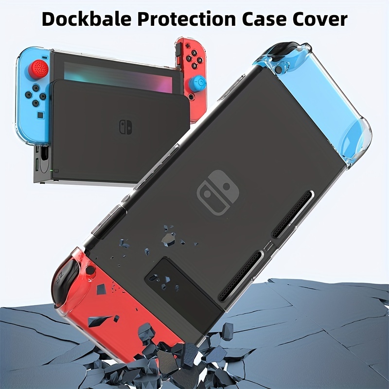 case for nintendo switch 9 in 1 accessories kit with carrying case dockable protective case hd screen protector and 6pcs thumb grips caps details 6