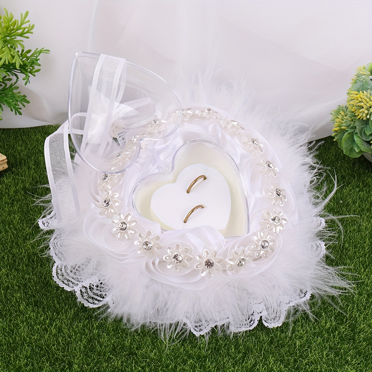 Heart shaped ring bearer on sale pillow