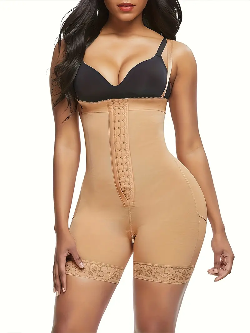 Lace Trim Shaping Romper Front Buckle Tummy Control Slimmer - Temu