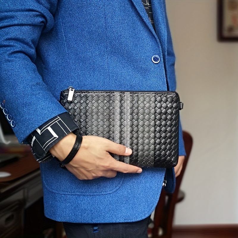 Bolso Mano Moderna Hombre Estuche Negocios Cartera - Temu