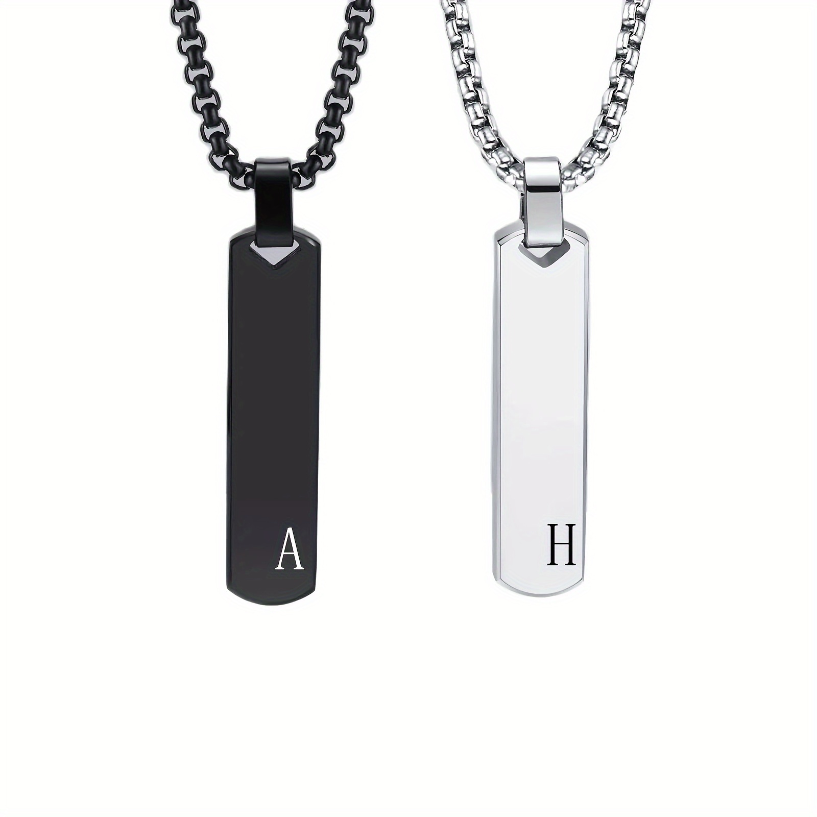 hot   letter necklace pendant stainless steel   letter necklace pendant high polished three dimensional rectangular fashion pendant titanium steel mens pendant details 0