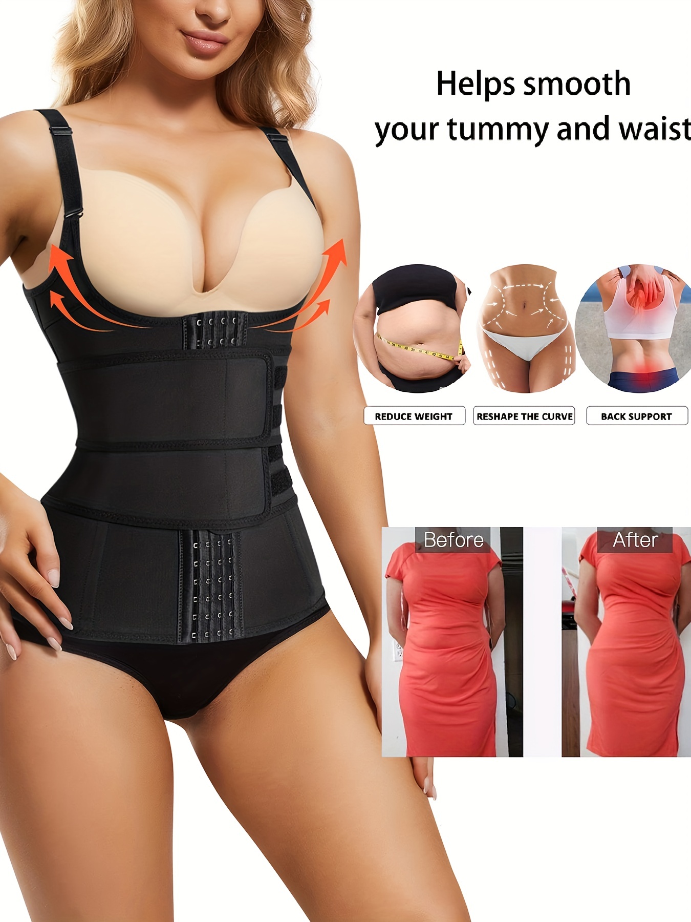 Junlan Waist Cincher Body Shaper, Waist Trainer Tummy Control Hourglass  Girdle, Women's Underwear & Shapewear