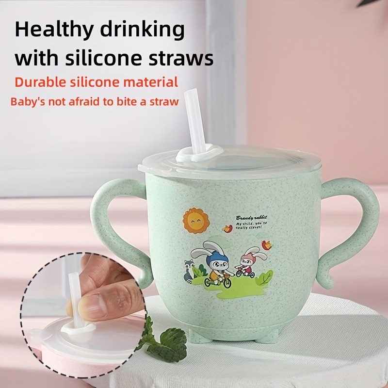 Cute Straw Cup Children's Cartoon Water Cup Kindergarten - Temu