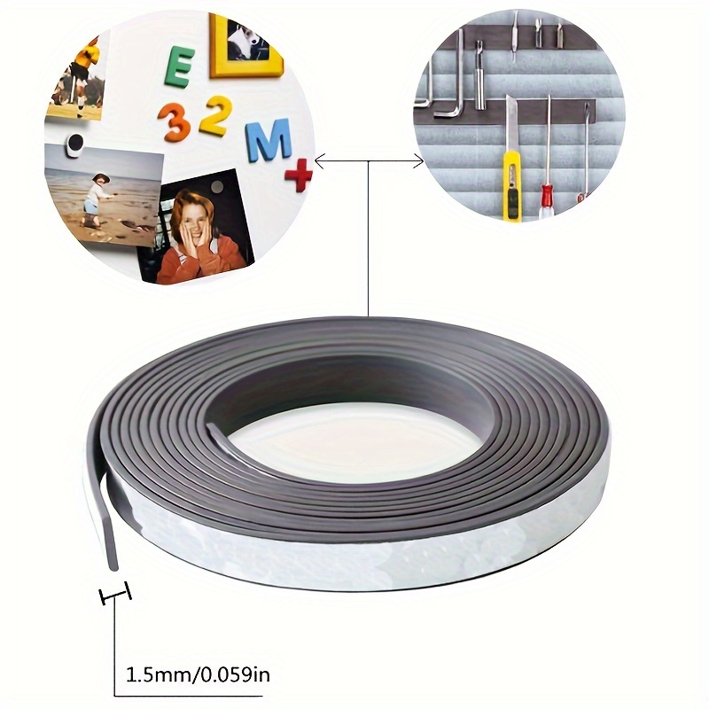 Dispensador de cinta magnética, tiras magnéticas con respaldo adhesivo (20  pies x 0.75 pulgadas), rollo de cinta magnética