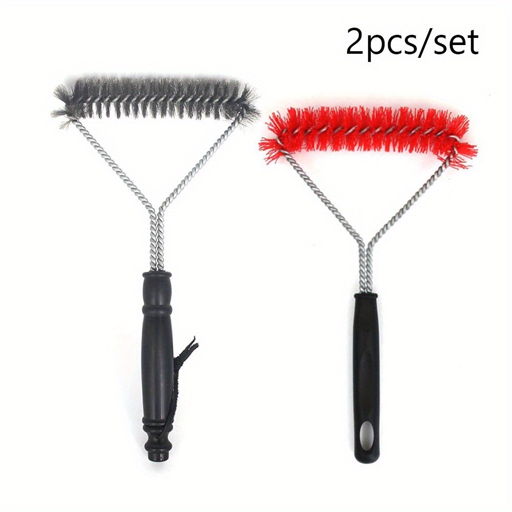 2 Pcs Wire Brushes Stainless Steel Bristles For Barbecue Grill Bbq