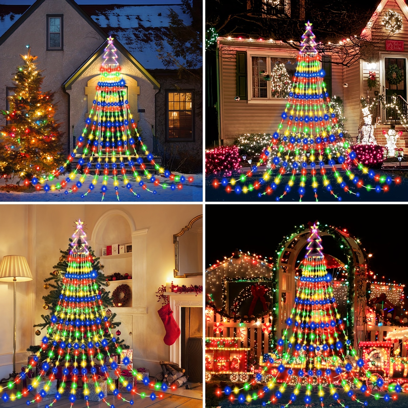 Usb Five pointed Star Waterfall Light Christmas Tree Light - Temu