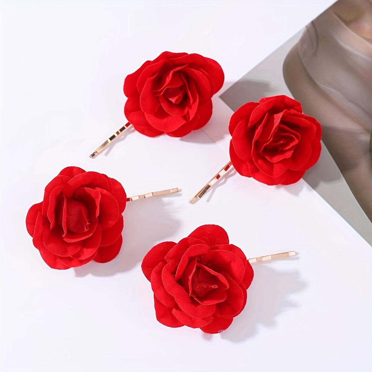 1pc Faux Pearl Tassel Hair Claw Clip Red Rose Jaw Clips Metal Shark Clips  For Women Girls Hair Styling Accessories