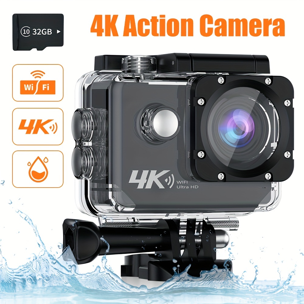 Action Camera 4K 20MP Sport Camera 40M Waterproof Underwater Camera Volg  Video Camera WIFI Wide Angle Helmet Camera EIS Stabilization Dual  Microphone 