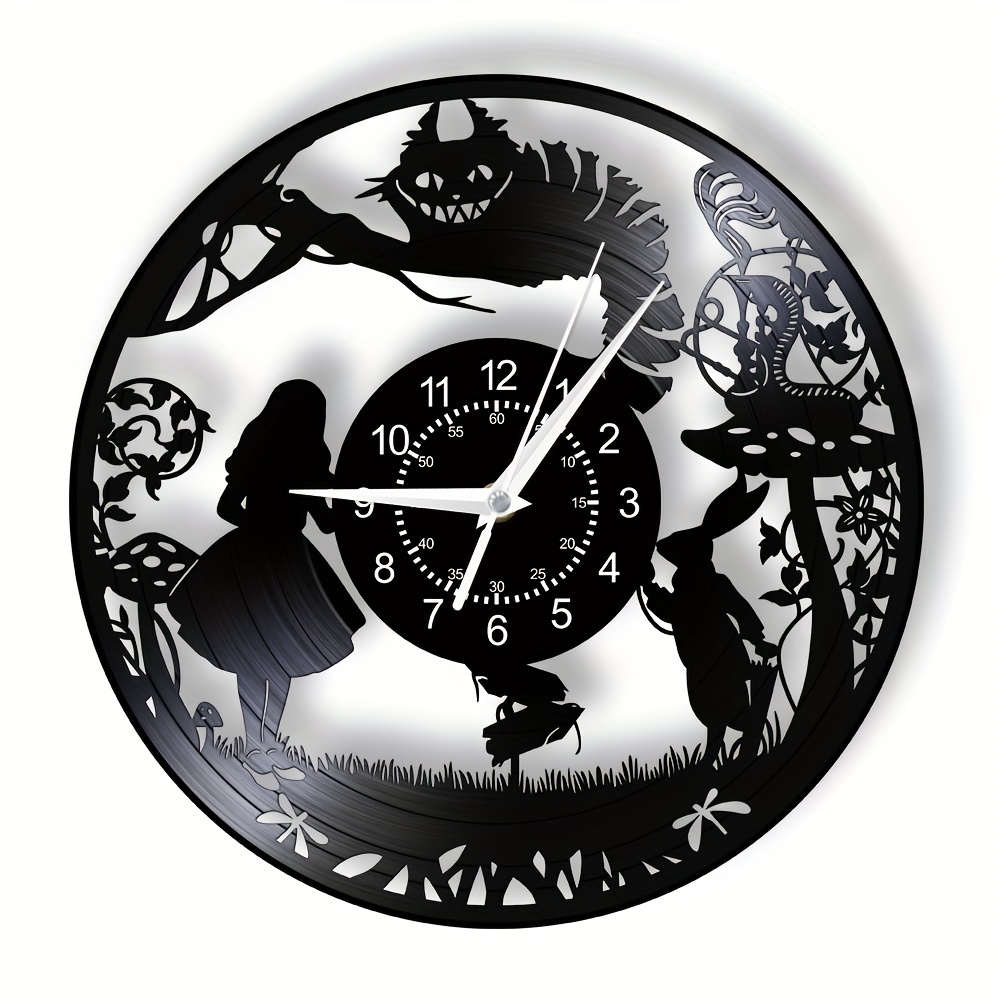 Alice in Wonderland Vinyl Record Wall Clock 12 Gifts for Him Her Kids Decor  for Home Bedroom Bathroom Kitchen Art Surprise Ideas Friends 