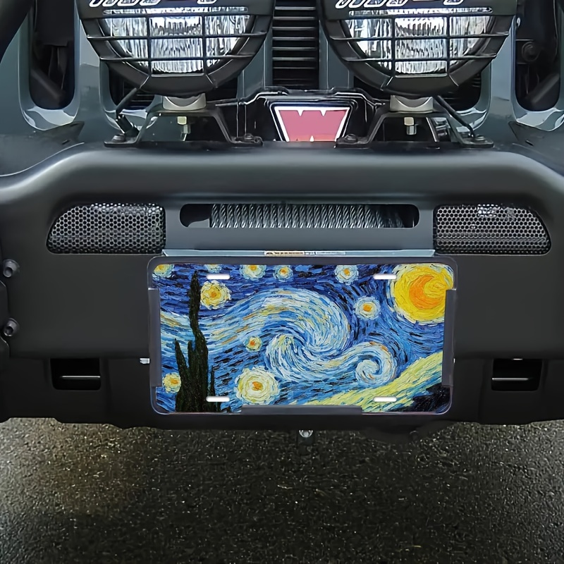 Van Gogh Starry Night License Plate Frame, Decorative License Plate Holder,  Car Tag Frame