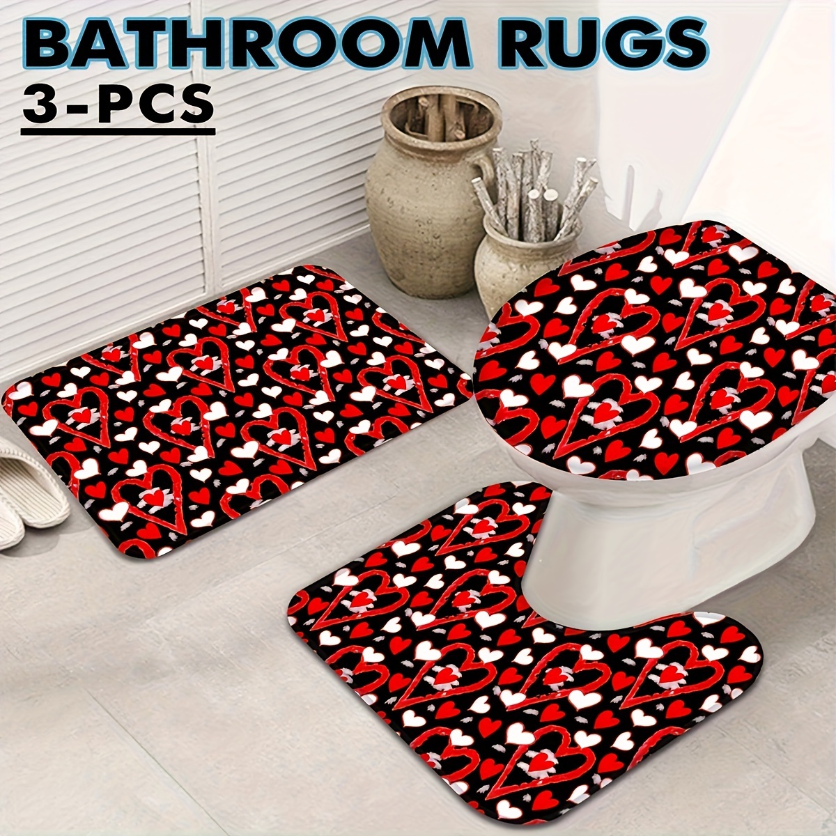 3pcs Bathroom Rugs Set Small Bathmats Bath Carpet Long Indoor Entry Mat  Washable House Goods Home Finds Accessories Apartment Decor Essential Must  Have