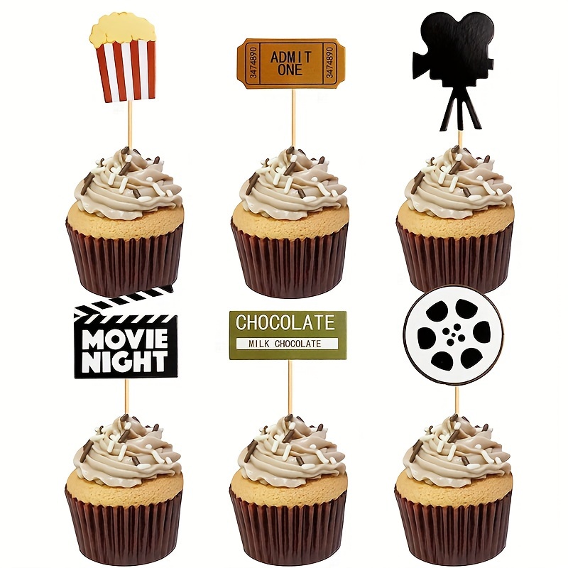 Popcorn Camera Cake Inserts Movie Theme Party Cake Inserts - Temu