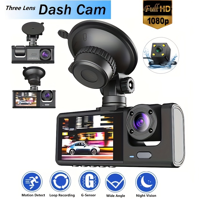 3 Channel Dash Cam For Car Camera 1080p Video Recorder - Temu