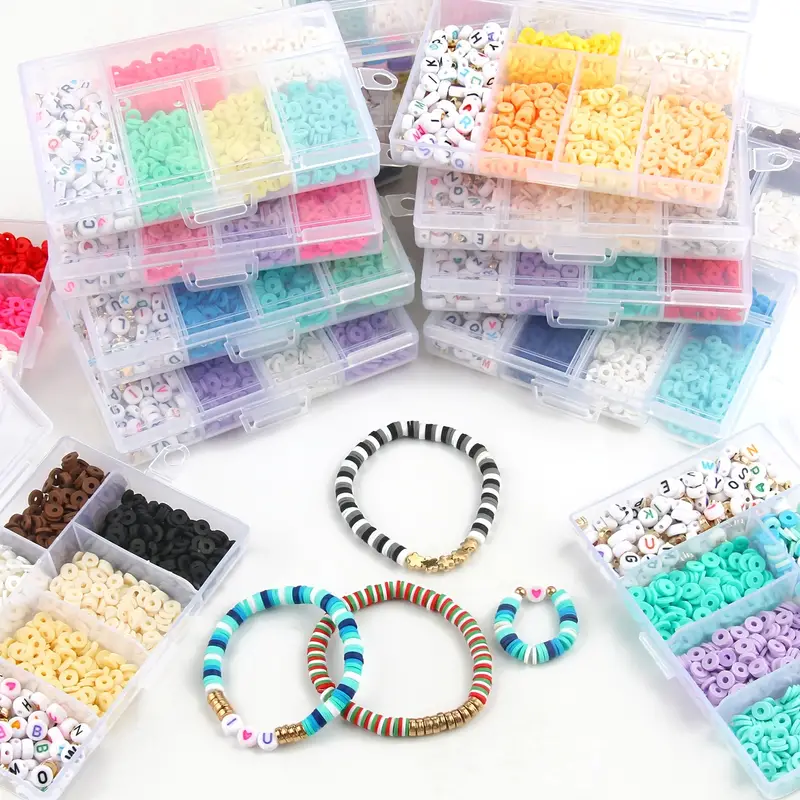 Beads Kit Flat Round Polymer Clay Beads Ccb Charms Beads - Temu