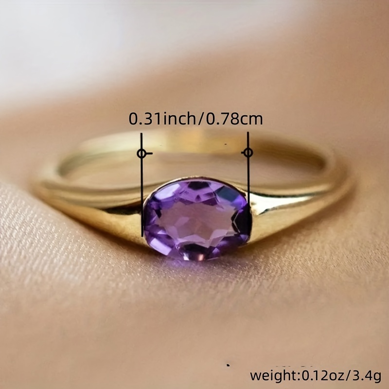 18K Plated Purple Zircon Women Ring, Elegant Decor
