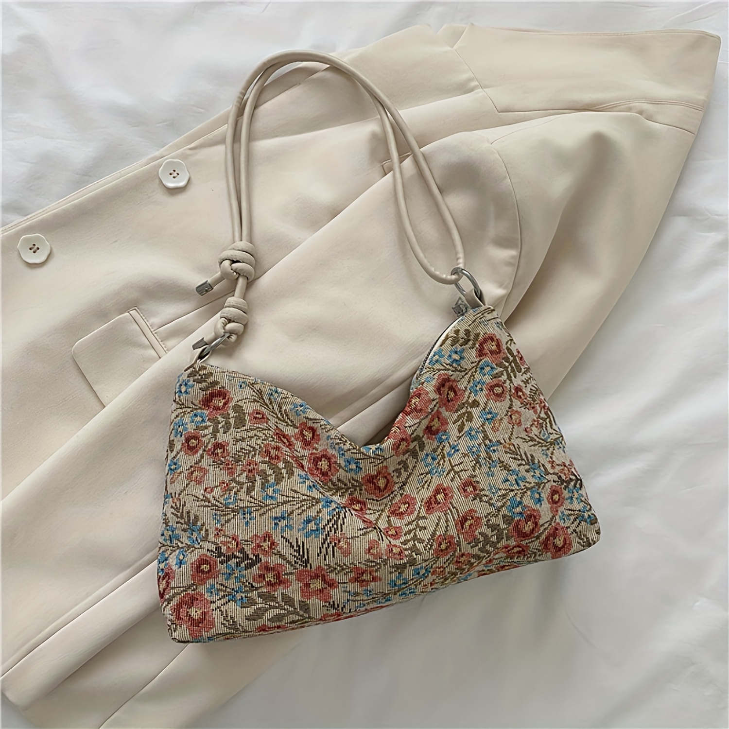 Retro Print Underarm Bag, Large Capacity Stylish Casual Canvas Shoulder Bag,  Women's Simple Versatile Hobo Bag & Handbag - Temu