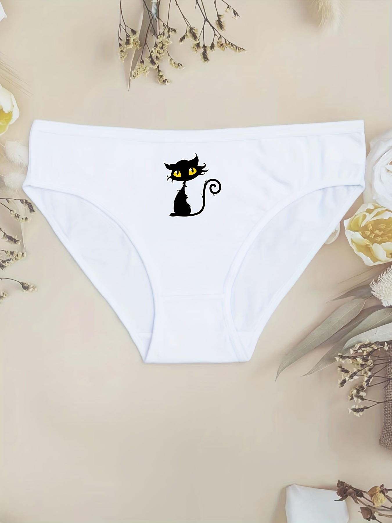 Cute Cat Print Briefs Comfy Breathable Stretchy Intimates - Temu