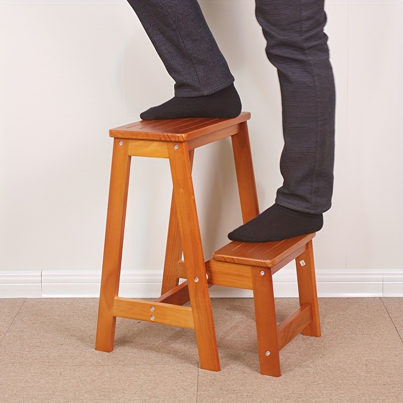 Taburete plegable de madera para escalones para el hogar, multifunción para  cambiar zapatos, escaleras, sillas de madera maciza, doble uso (tamaño